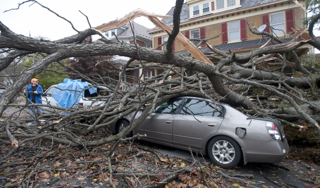 Sandy damage on College Hill in Easton