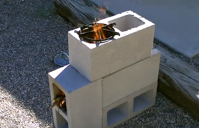 The “4 Block” Rocket Stove! – DIY Rocket Stove – (Concrete/Cinder Block