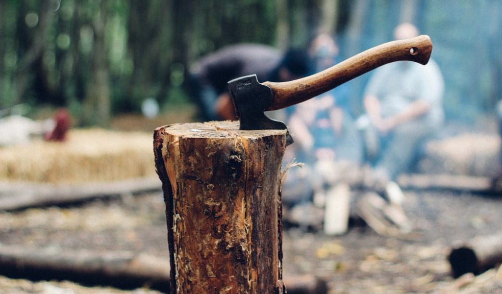 chopping wood